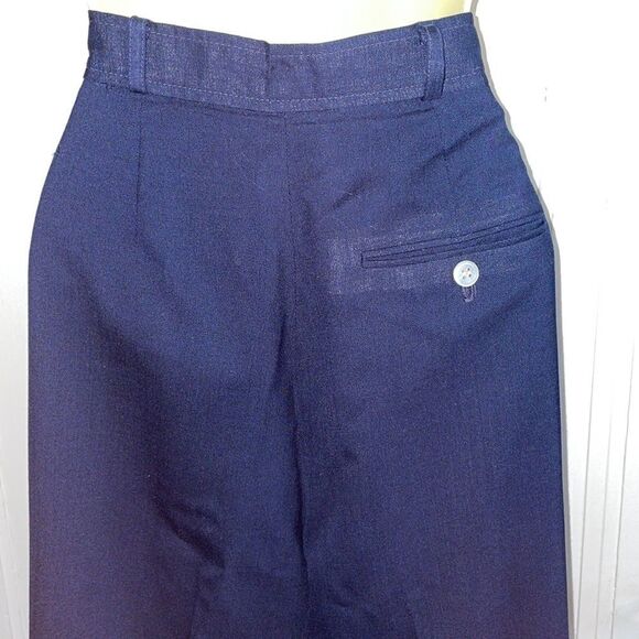 Vtg 70s/80s JH Collectibles navy blue high waisted wool pants - Picture 6 of 12